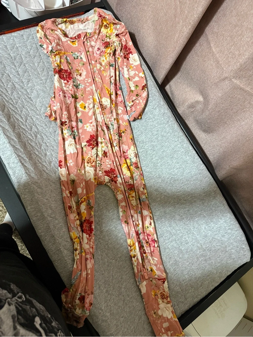 Posh Peanut Pink Floral Zip Footie